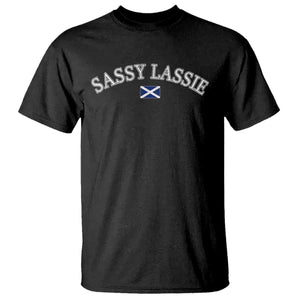 Sassy Lassie Scotland Flag T Shirt Funny Scottish Pride Heritage Gift TS10 Black Print Your Wear