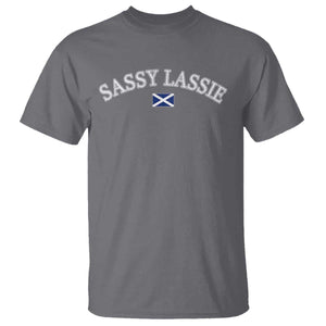 Sassy Lassie Scotland Flag T Shirt Funny Scottish Pride Heritage Gift TS10 Charcoal Print Your Wear