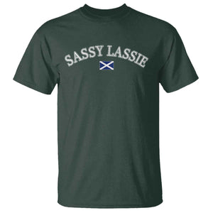 Sassy Lassie Scotland Flag T Shirt Funny Scottish Pride Heritage Gift TS10 Dark Forest Green Print Your Wear