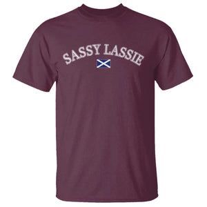 Sassy Lassie Scotland Flag T Shirt Funny Scottish Pride Heritage Gift TS10 Maroon Print Your Wear