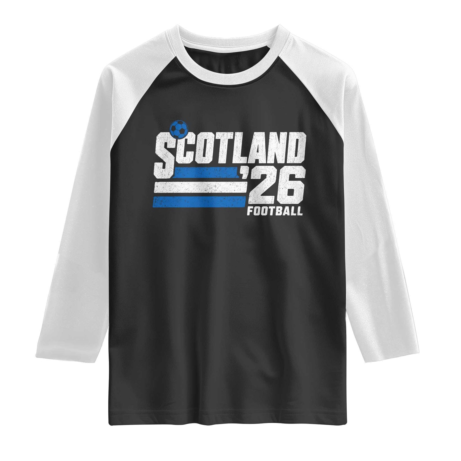 Scotland Football Fan Raglan Shirt Scottish Soccer Supporter Scottish Flag 2026 TS10 Black White Print Your Wear
