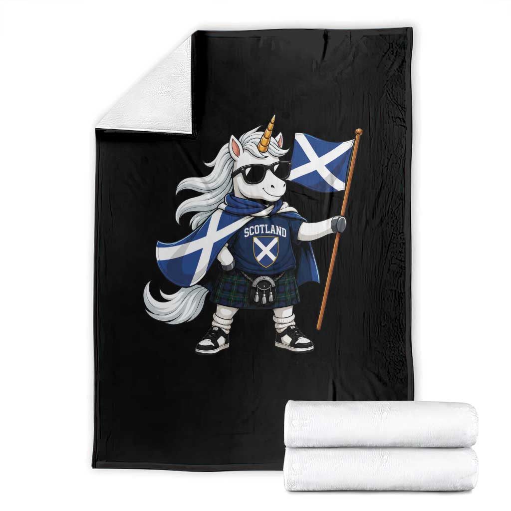 Funny Scotland Unicorn Throw Blanket Cool Scottish Unicorn with Kilt Flag Scotland Pride Football Fans TS10 Black Print Your Wear