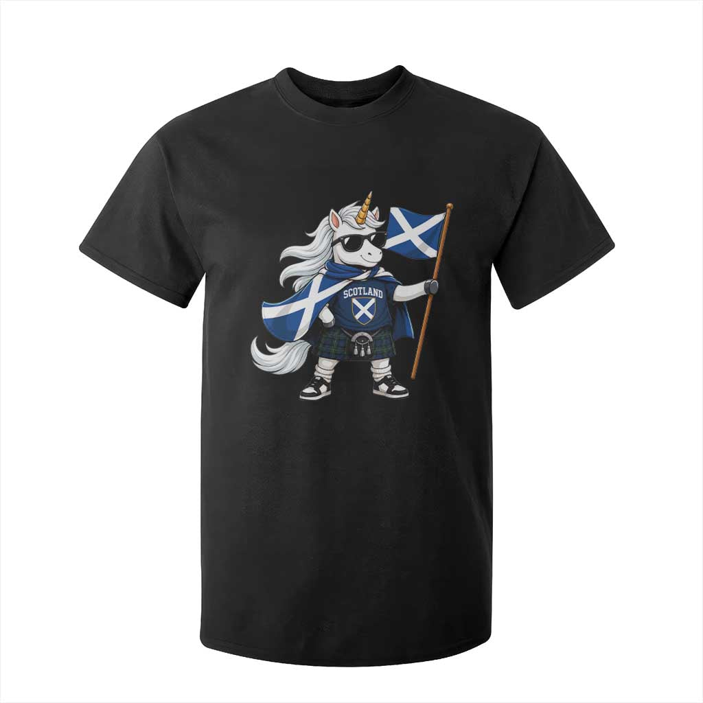 Funny Scotland Unicorn T Shirt For Kid Cool Scottish Unicorn with Kilt Flag Scotland Pride Football Fans TS10 Black Print Your Wear