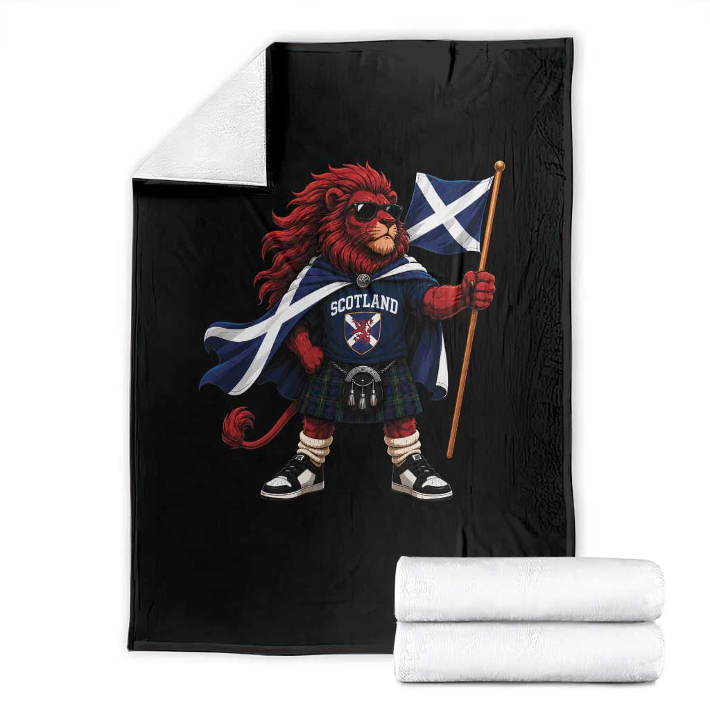 Proud Scotland Rampant Lion Throw Blanket Scottish Flag Red Lion Mascot with Kilt Football Fans TS10 Black Print Your Wear