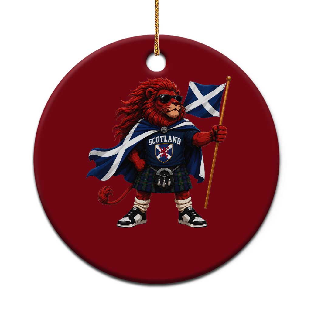 Proud Scotland Rampant Lion Ceramic Ornament Scottish Flag Red Lion Mascot with Kilt Football Fans TS10 1pc Red Print Your Wear