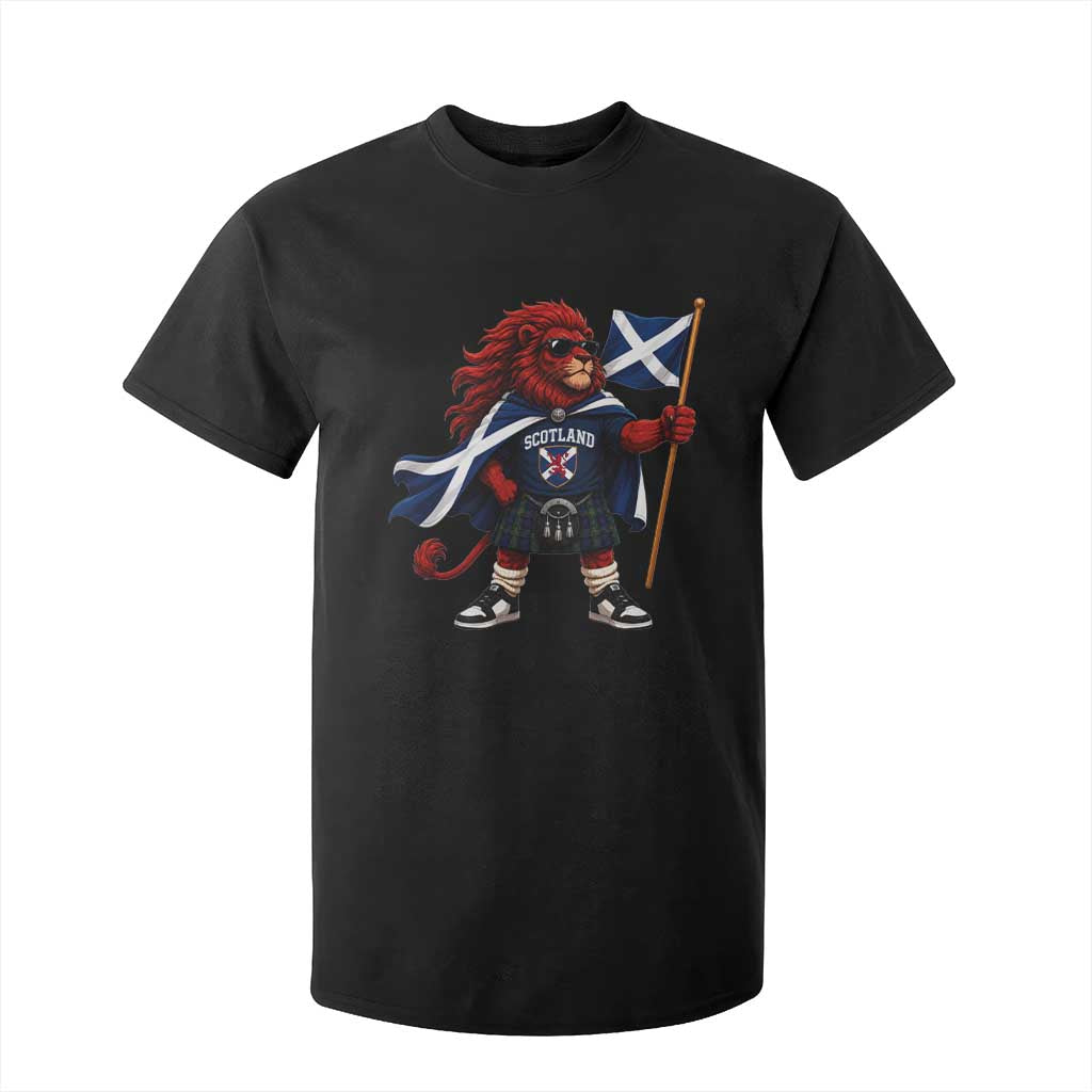 Proud Scotland Rampant Lion T Shirt For Kid Scottish Flag Red Lion Mascot with Kilt Football Fans TS10 Black Print Your Wear