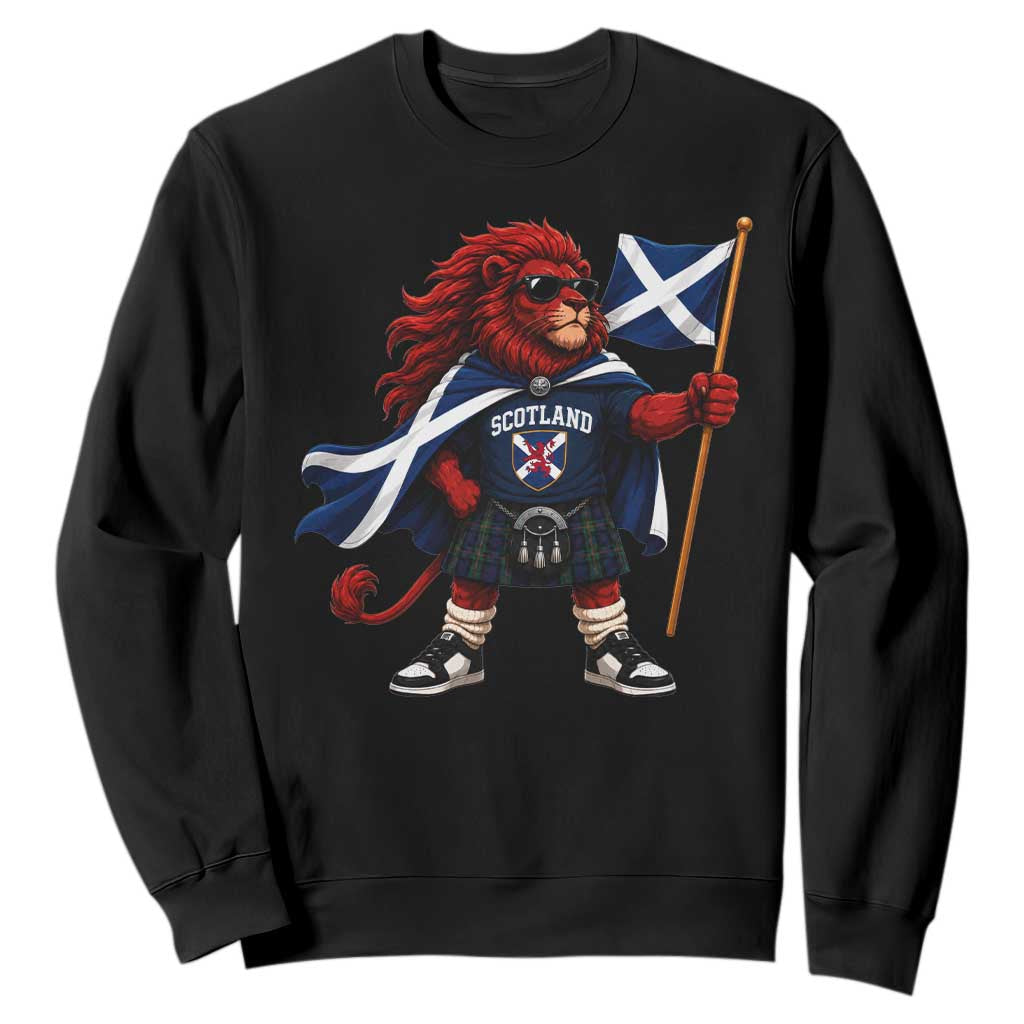 Proud Scotland Rampant Lion Sweatshirt Scottish Flag Red Lion Mascot with Kilt Football Fans TS10 Black Print Your Wear