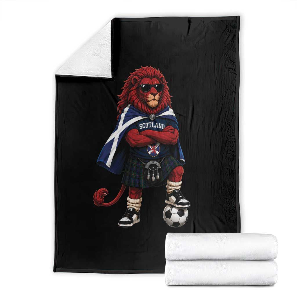 Scotland Rampant Lion Soccer Fan Throw Blanket Scottish Pride Red Lion in Kilt with Sunglasses Football TS10 Black Print Your Wear
