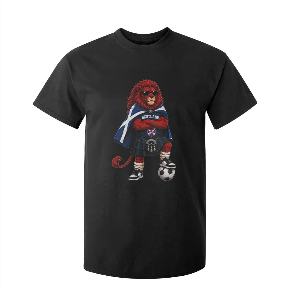 Scotland Rampant Lion Soccer Fan T Shirt For Kid Scottish Pride Red Lion in Kilt with Sunglasses Football TS10 Black Print Your Wear