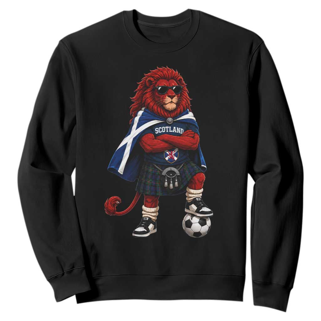 Scotland Rampant Lion Soccer Fan Sweatshirt Scottish Pride Red Lion in Kilt with Sunglasses Football TS10 Black Print Your Wear