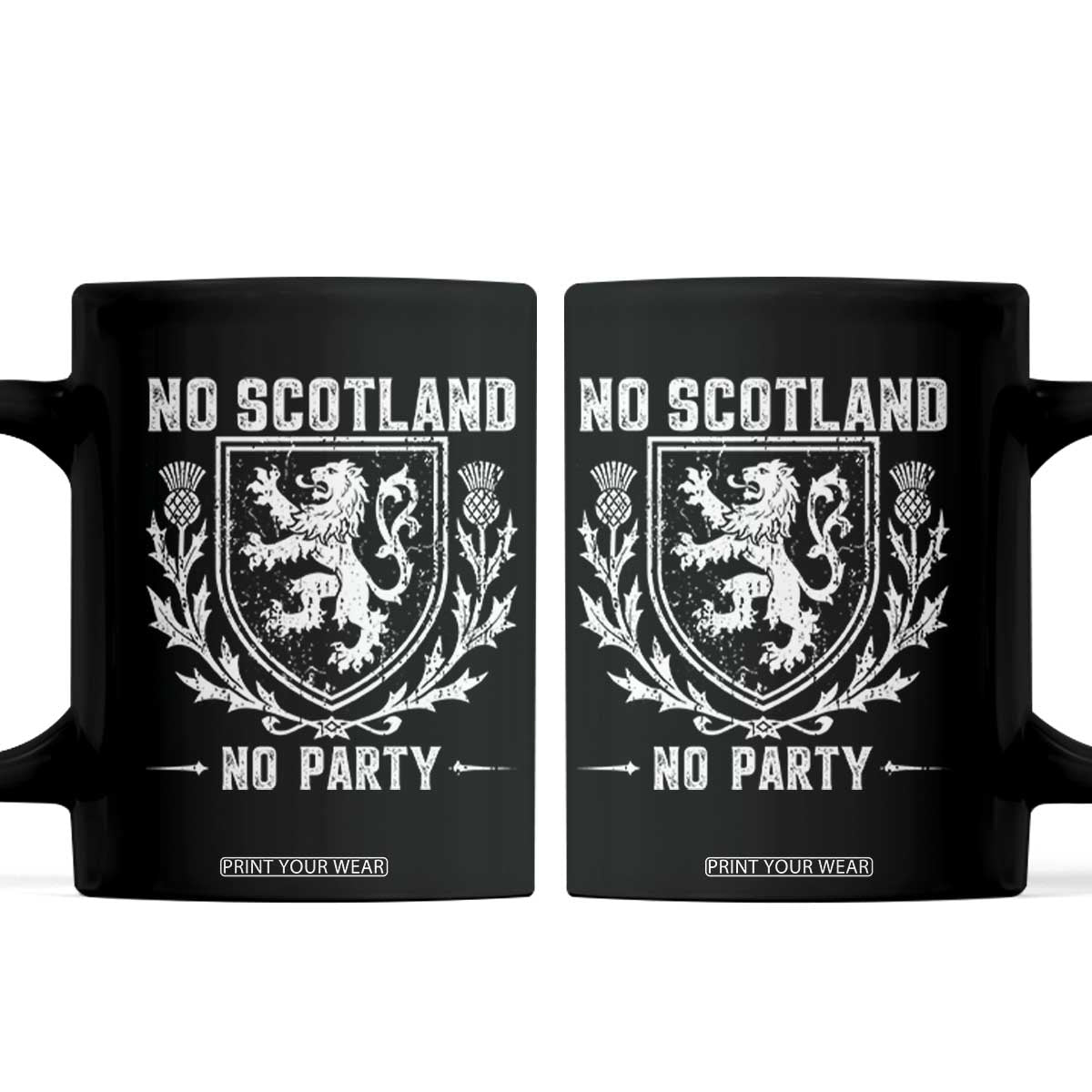 No Scotland No Party Scottish Flag Coffee Mug Retro Scotland Rampant Lion TS10 Black Print Your Wear
