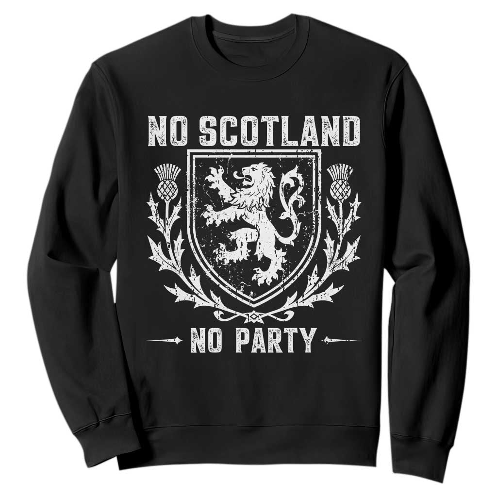 No Scotland No Party Scottish Flag Sweatshirt Retro Scotland Rampant Lion TS10 Black Print Your Wear