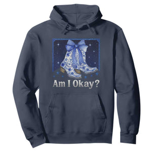 Am I Okay Hoodie Boot Cowgirl Coquette Bow TS10 Navy Print Your Wear