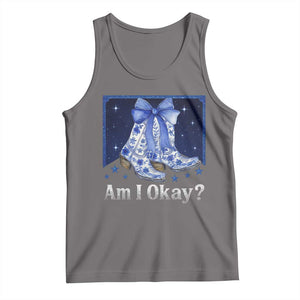 Am I Okay Tank Top Boot Cowgirl Coquette Bow TS10 Deep Heather Print Your Wear