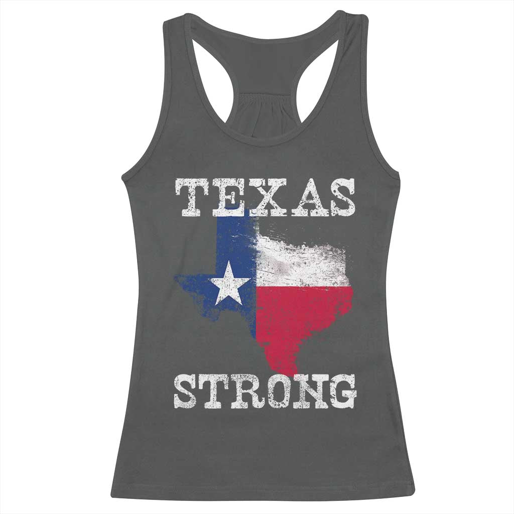 Strong Texas Racerback Tank Top Distressed Flag Texan Pride Flood Relief Disaster TS10 Dark Heather Print Your Wear