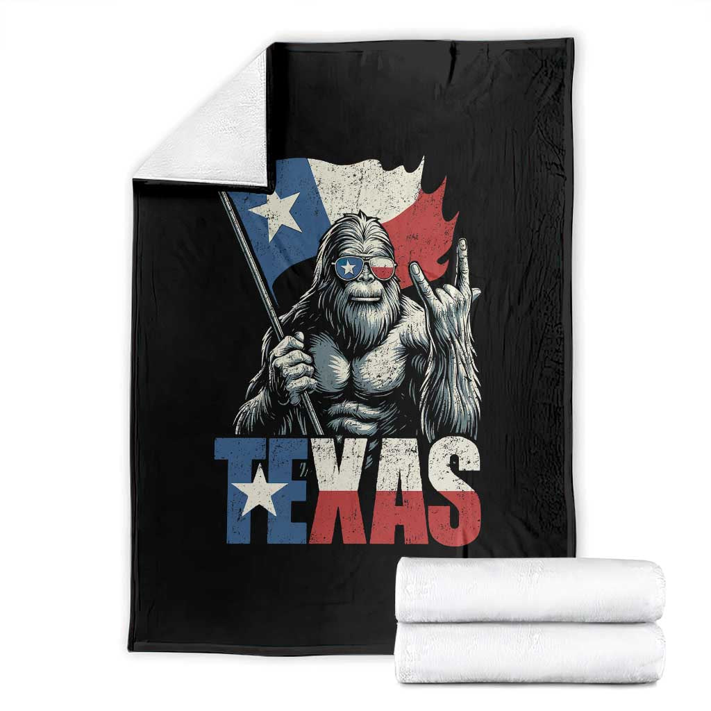 Bigfoot Texas Throw Blanket Sasquatch Loves Rock On Hand Texan Texas Flag TS10 Black Print Your Wear