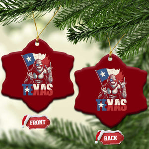 Bigfoot Texas Ceramic Ornament Sasquatch Loves Rock On Hand Texan Texas Flag TS10 Print Your Wear