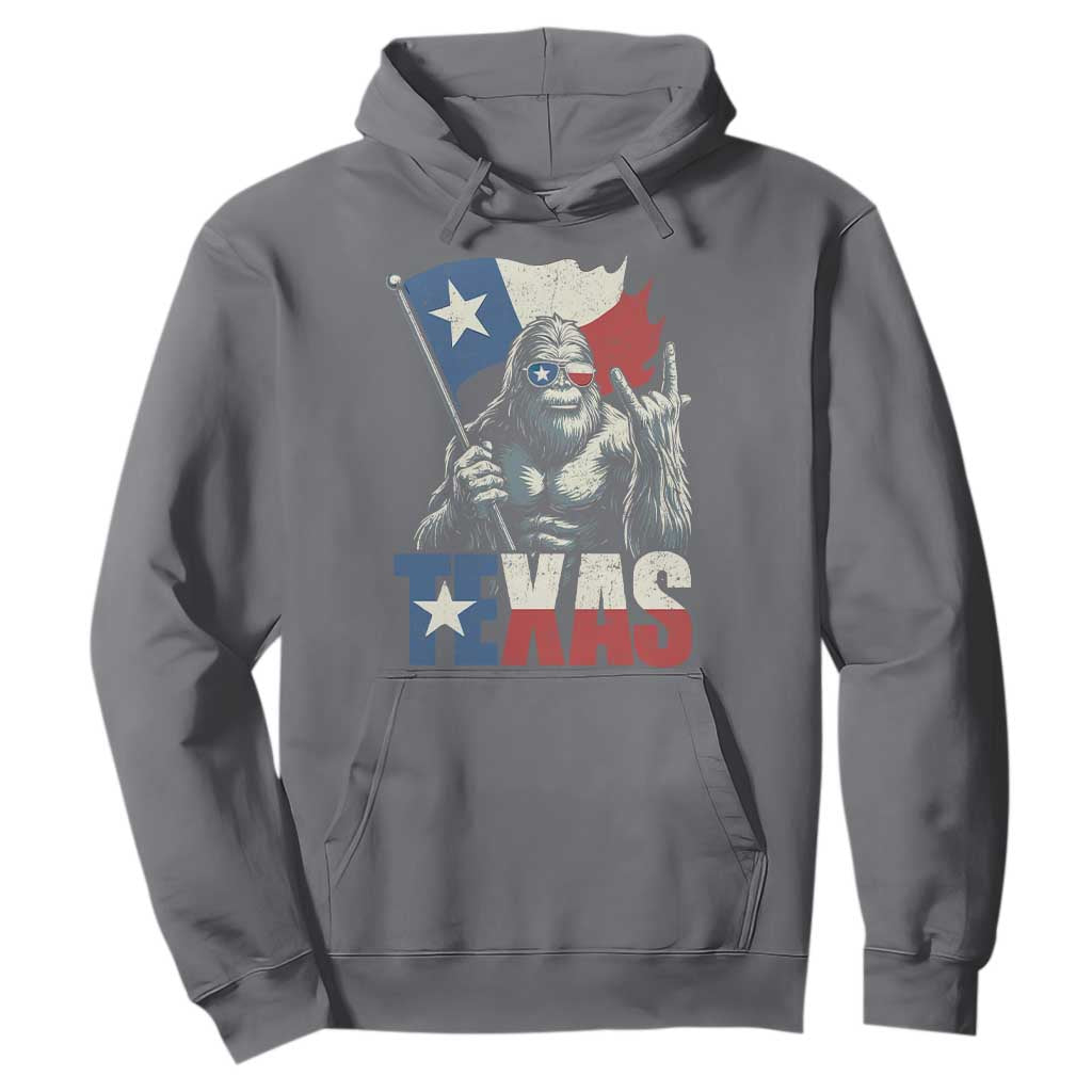 Bigfoot Texas Hoodie Sasquatch Loves Rock On Hand Texan Texas Flag TS10 Charcoal Print Your Wear