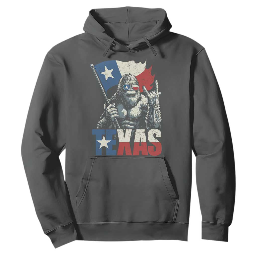 Bigfoot Texas Hoodie Sasquatch Loves Rock On Hand Texan Texas Flag TS10 Dark Heather Print Your Wear