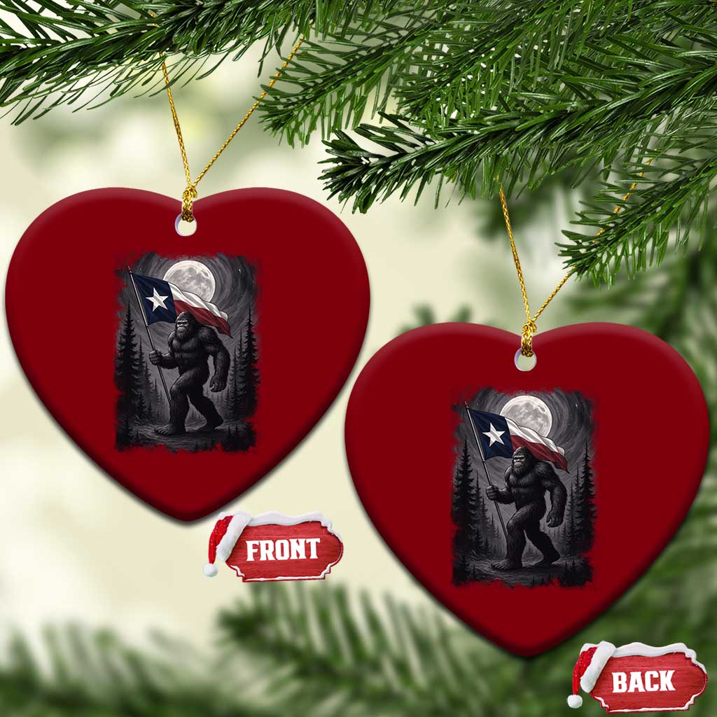 Bigfoot Texas Ceramic Ornament Forest Sasquatch Loves Rock On Hand Texas Flag TS10 Print Your Wear