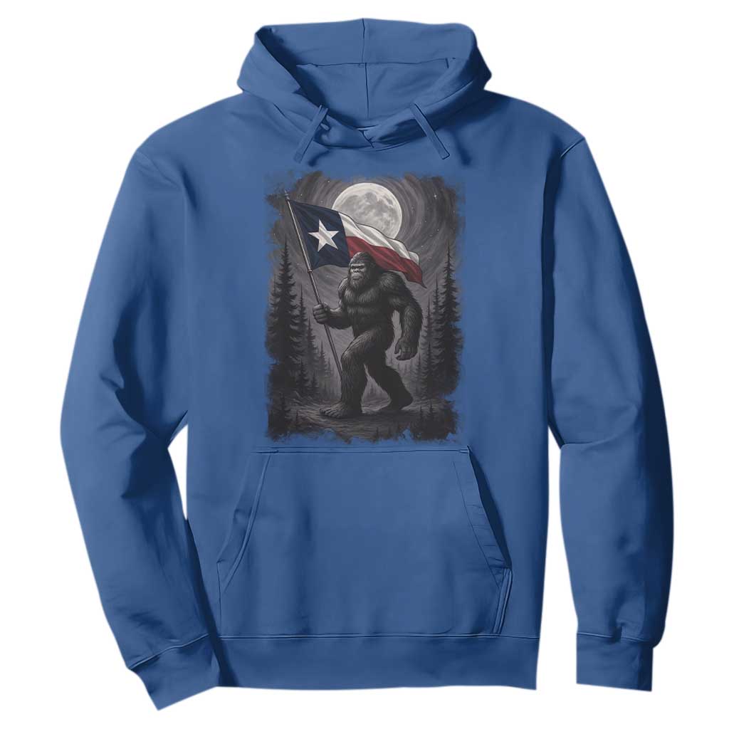 Bigfoot Texas Hoodie Forest Sasquatch Loves Rock On Hand Texas Flag TS10 Royal Blue Print Your Wear