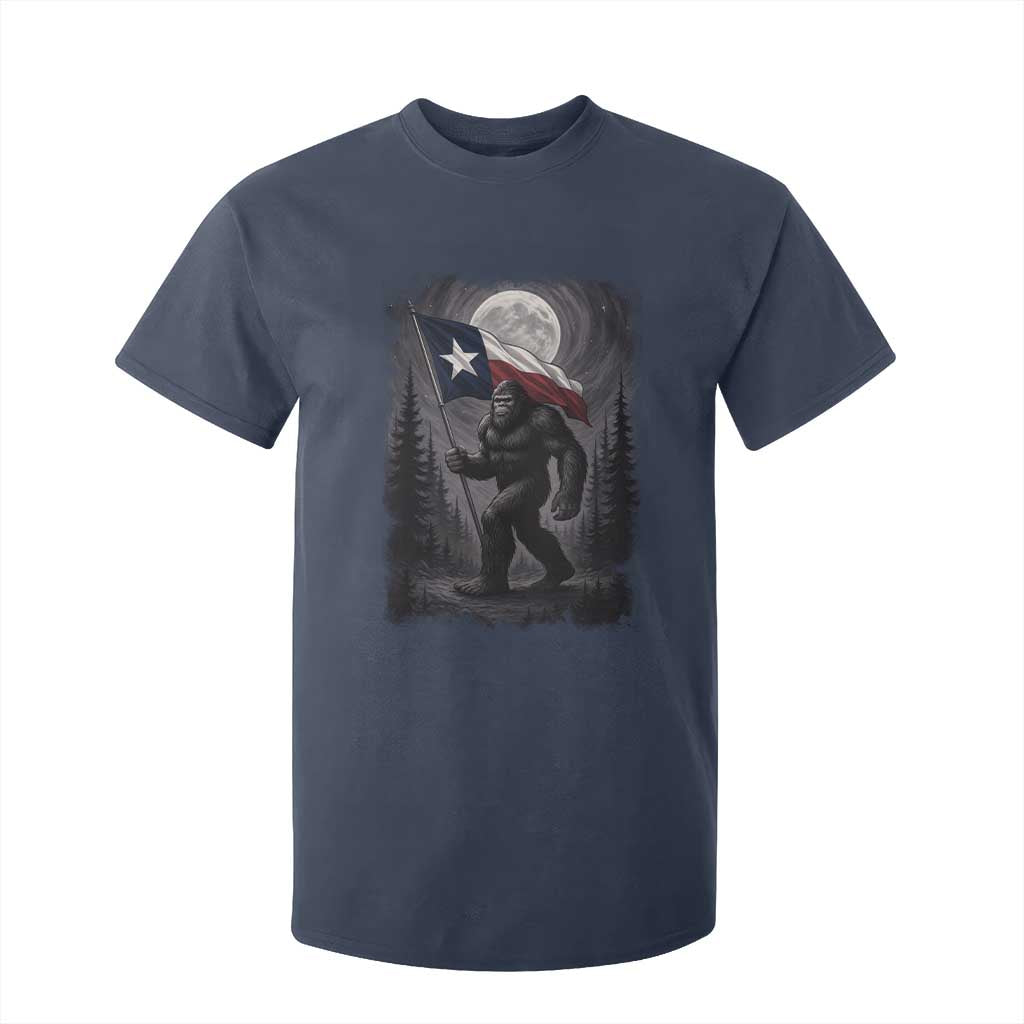 Bigfoot Texas T Shirt For Kid Forest Sasquatch Loves Rock On Hand Texas Flag TS10 Navy Print Your Wear