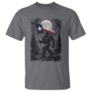Bigfoot Texas T Shirt Forest Sasquatch Loves Rock On Hand Texas Flag TS10 Charcoal Print Your Wear