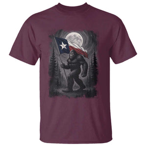 Bigfoot Texas T Shirt Forest Sasquatch Loves Rock On Hand Texas Flag TS10 Maroon Print Your Wear