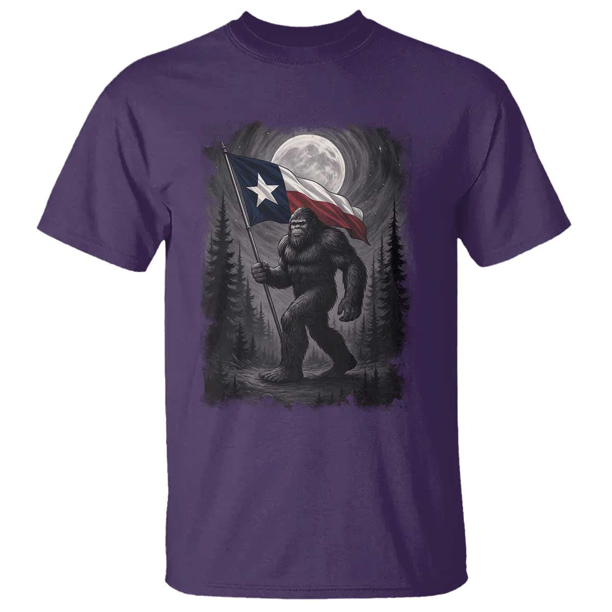 Bigfoot Texas T Shirt Forest Sasquatch Loves Rock On Hand Texas Flag TS10 Purple Print Your Wear