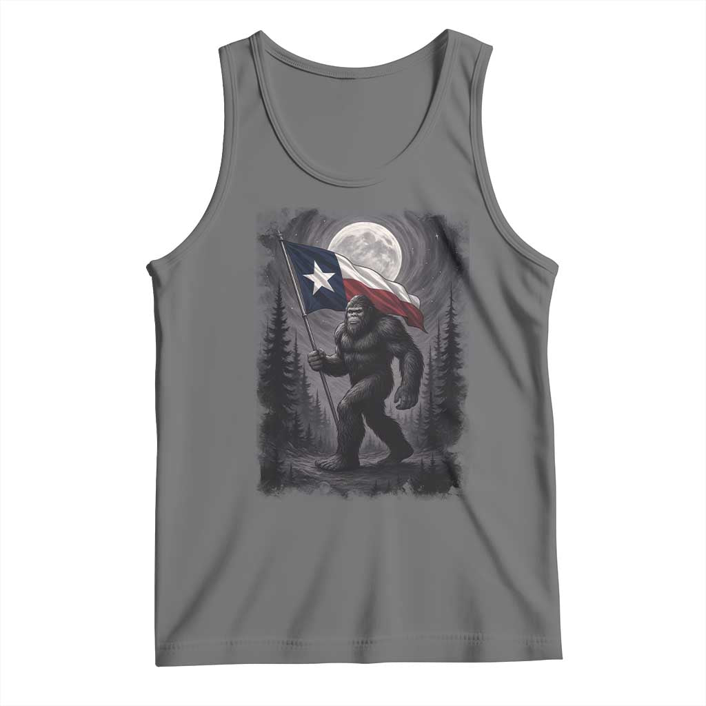 Bigfoot Texas Tank Top Forest Sasquatch Loves Rock On Hand Texas Flag TS10 Black Heather Print Your Wear