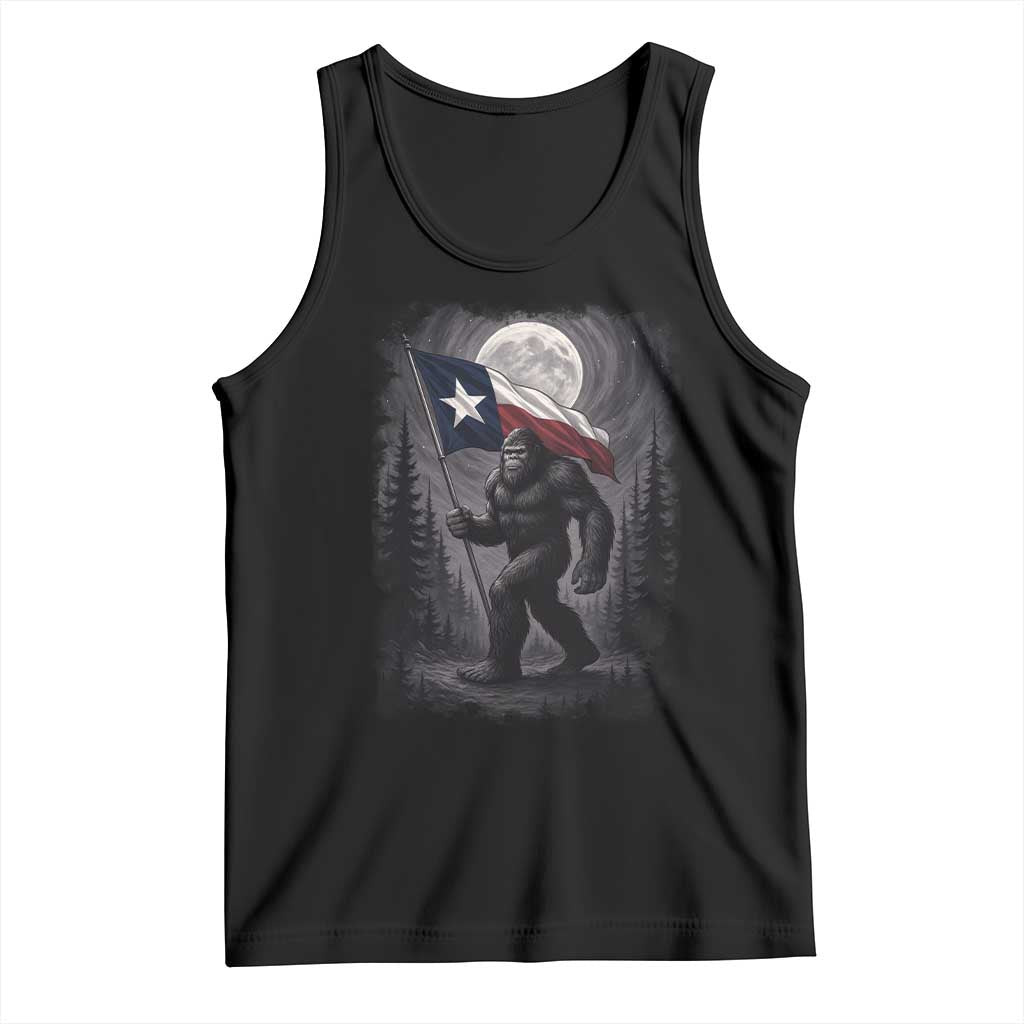 Bigfoot Texas Tank Top Forest Sasquatch Loves Rock On Hand Texas Flag TS10 Black Print Your Wear