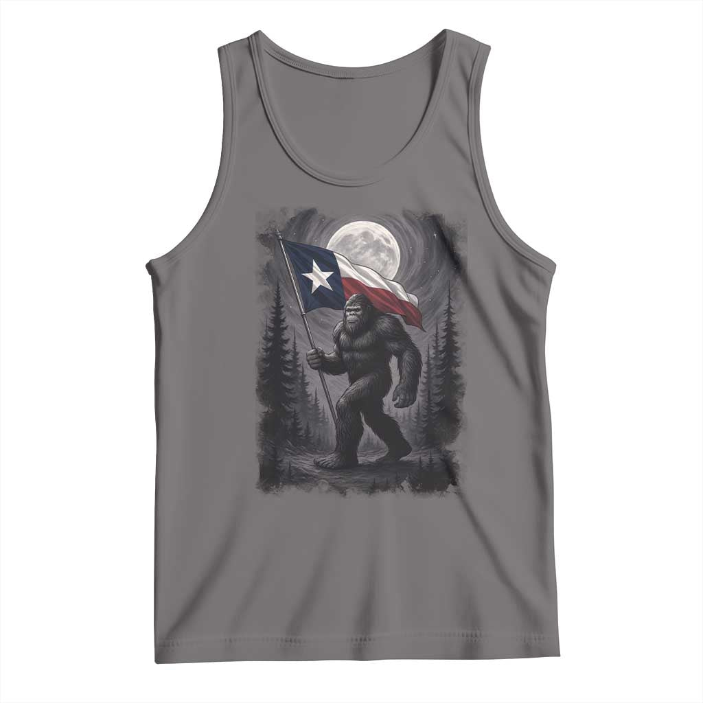Bigfoot Texas Tank Top Forest Sasquatch Loves Rock On Hand Texas Flag TS10 Deep Heather Print Your Wear