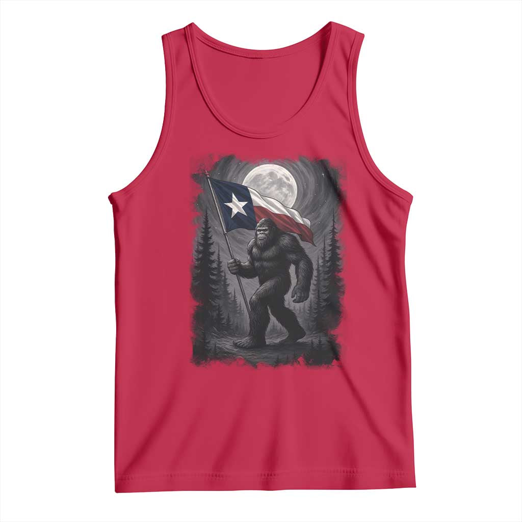 Bigfoot Texas Tank Top Forest Sasquatch Loves Rock On Hand Texas Flag TS10 Red Print Your Wear