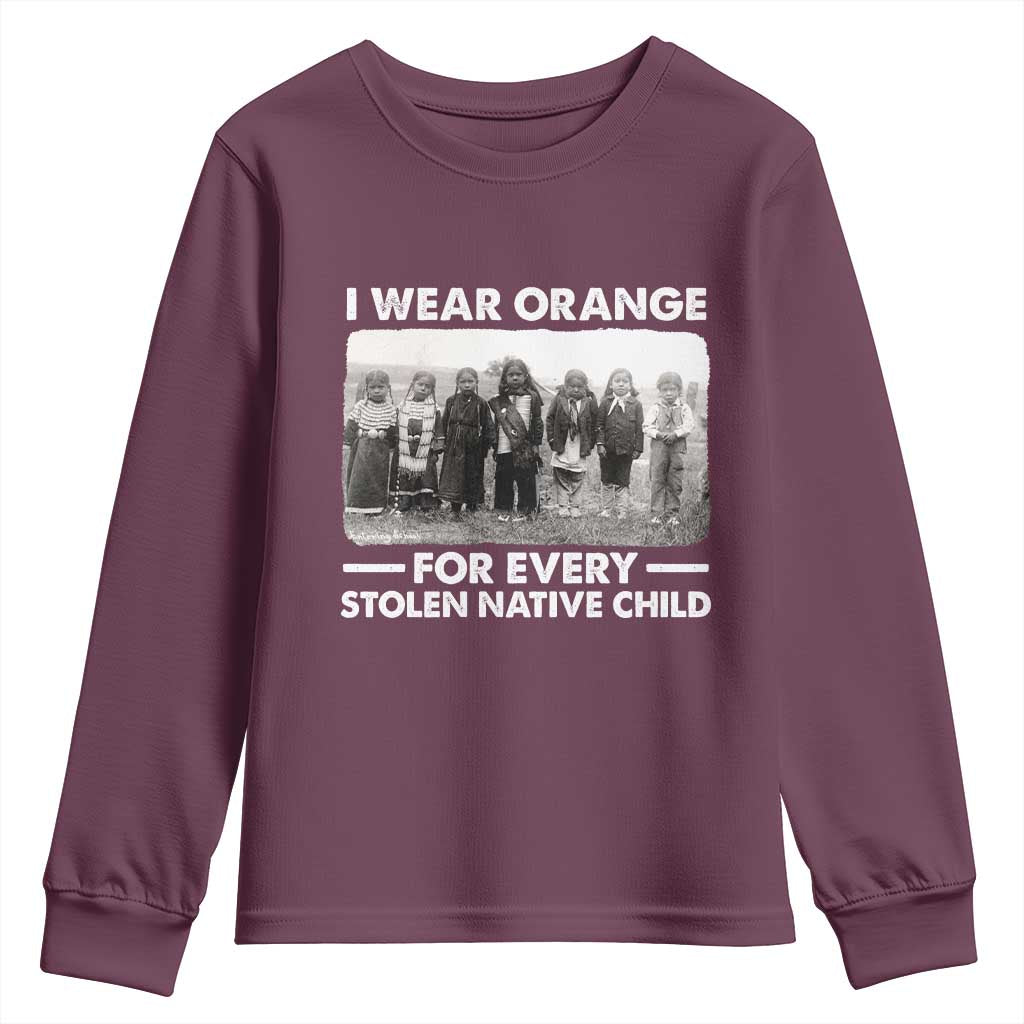 I Wear Orange For Every American Native Child Youth Sweatshirt TS10 Maroon Print Your Wear