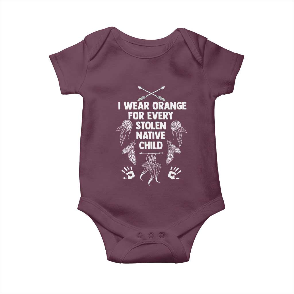 I Wear Orange For Every Stolen American Native Child Baby Onesie TS10 Maroon Print Your Wear