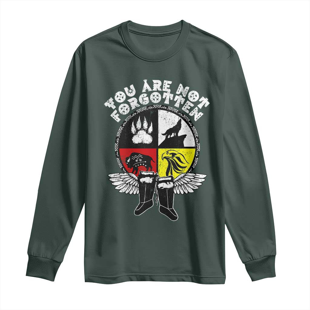 Native American Indian Long Sleeve Shirt You Are Not Forgotten TS10 Dark Forest Green Print Your Wear