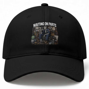 Waiting On Parts HVAC Tech Skeleton Funny Mechanic Graphic Baseball Cap TS10 Print Your Wear