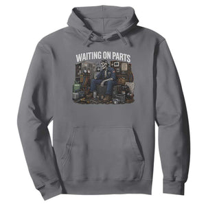 Waiting On Parts HVAC Tech Skeleton Funny Mechanic Graphic Hoodie TS10 Charcoal Print Your Wear