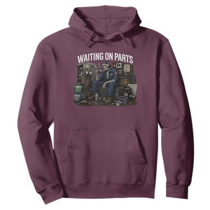 Waiting On Parts HVAC Tech Skeleton Funny Mechanic Graphic Hoodie TS10 Maroon Print Your Wear