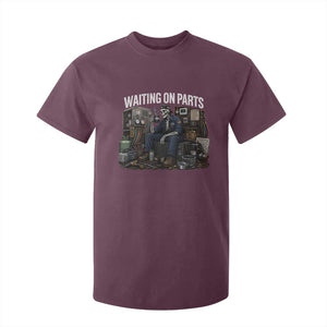 Waiting On Parts HVAC Tech Skeleton Funny Mechanic Graphic T Shirt For Kid TS10 Maroon Print Your Wear