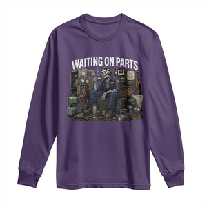 Waiting On Parts HVAC Tech Skeleton Funny Mechanic Graphic Long Sleeve Shirt TS10 Purple Print Your Wear