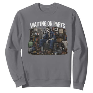 Waiting On Parts HVAC Tech Skeleton Funny Mechanic Graphic Sweatshirt TS10 Charcoal Print Your Wear