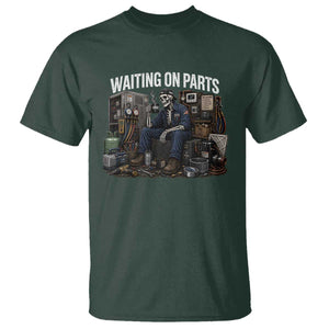 Waiting On Parts HVAC Tech Skeleton Funny Mechanic Graphic T Shirt TS10 Dark Forest Green Print Your Wear