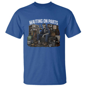 Waiting On Parts HVAC Tech Skeleton Funny Mechanic Graphic T Shirt TS10 Royal Blue Print Your Wear