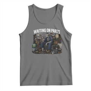 Waiting On Parts HVAC Tech Skeleton Funny Mechanic Graphic Tank Top TS10 Black Heather Print Your Wear
