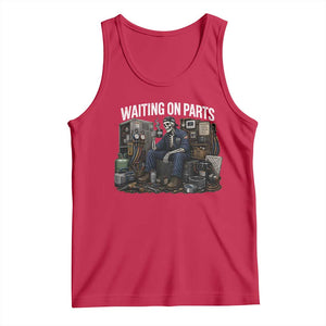 Waiting On Parts HVAC Tech Skeleton Funny Mechanic Graphic Tank Top TS10 Red Print Your Wear