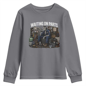 Waiting On Parts HVAC Tech Skeleton Funny Mechanic Graphic Youth Sweatshirt TS10 Charcoal Print Your Wear