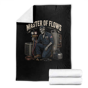 HVAC Tech Skeleton Mechanic Throw Blanket Master Of Flows Vintage Distressed Graphic TS10 Black Print Your Wear