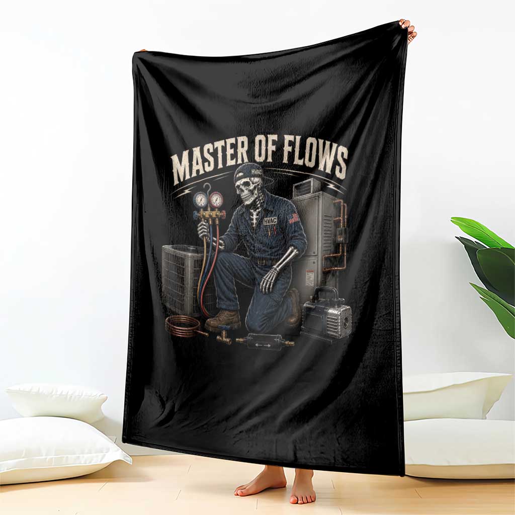 HVAC Tech Skeleton Mechanic Throw Blanket Master Of Flows Vintage Distressed Graphic TS10 Print Your Wear