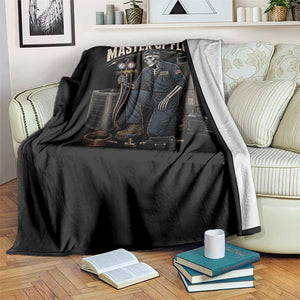 HVAC Tech Skeleton Mechanic Throw Blanket Master Of Flows Vintage Distressed Graphic TS10 Print Your Wear